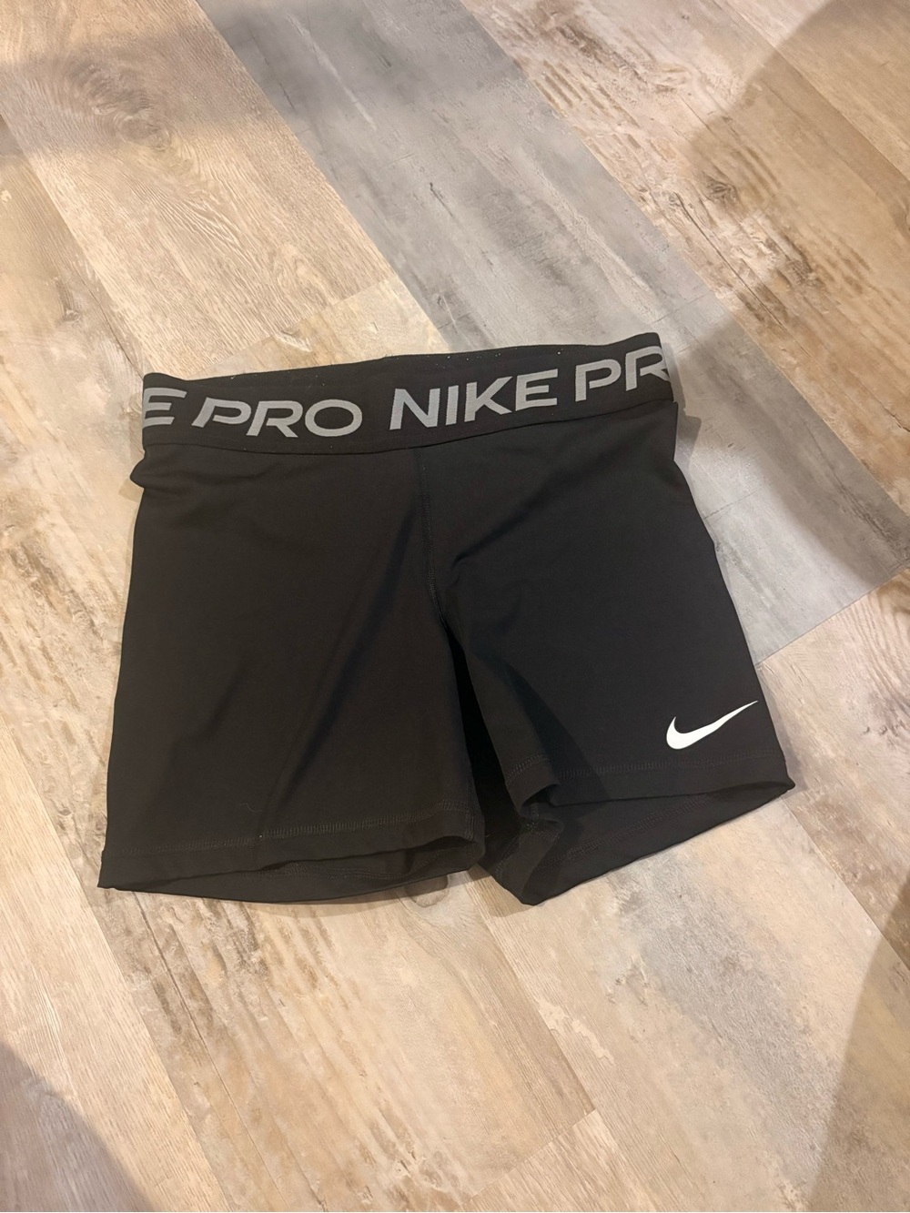 Nike Black Pro Mid-Rise Bike Shorts with White Swoosh